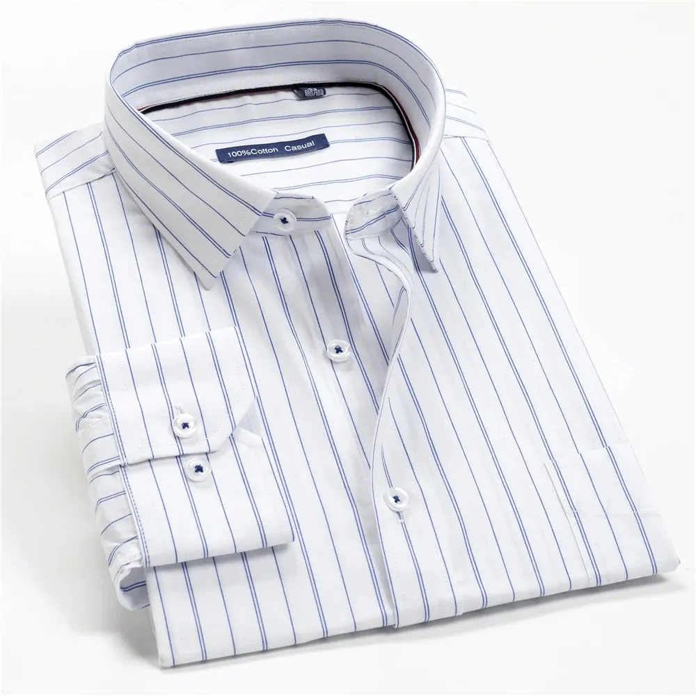 10 Colors Men's Plaid Long Sleeve Business Shirt