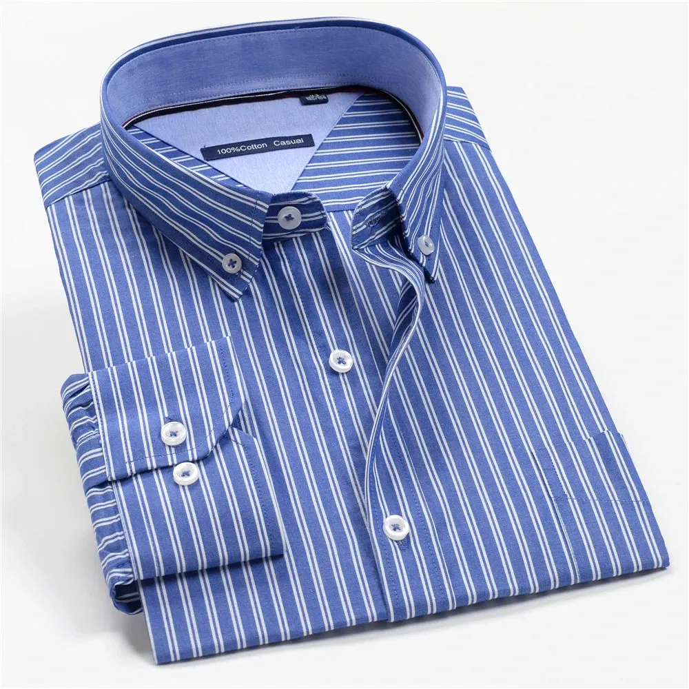 10 Colors Men's Plaid Long Sleeve Business Shirt