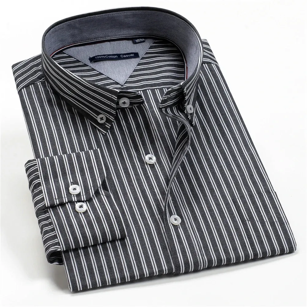 10 Colors Men's Plaid Long Sleeve Business Shirt
