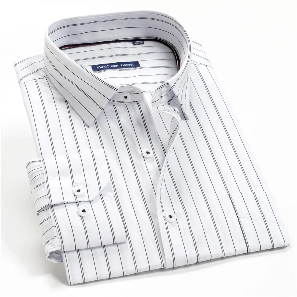 10 Colors Men's Plaid Long Sleeve Business Shirt