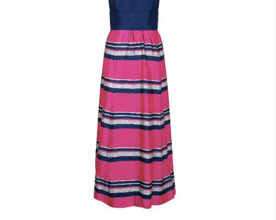 1960s By Roter Navy Blue Pink and Silver Banded Dress