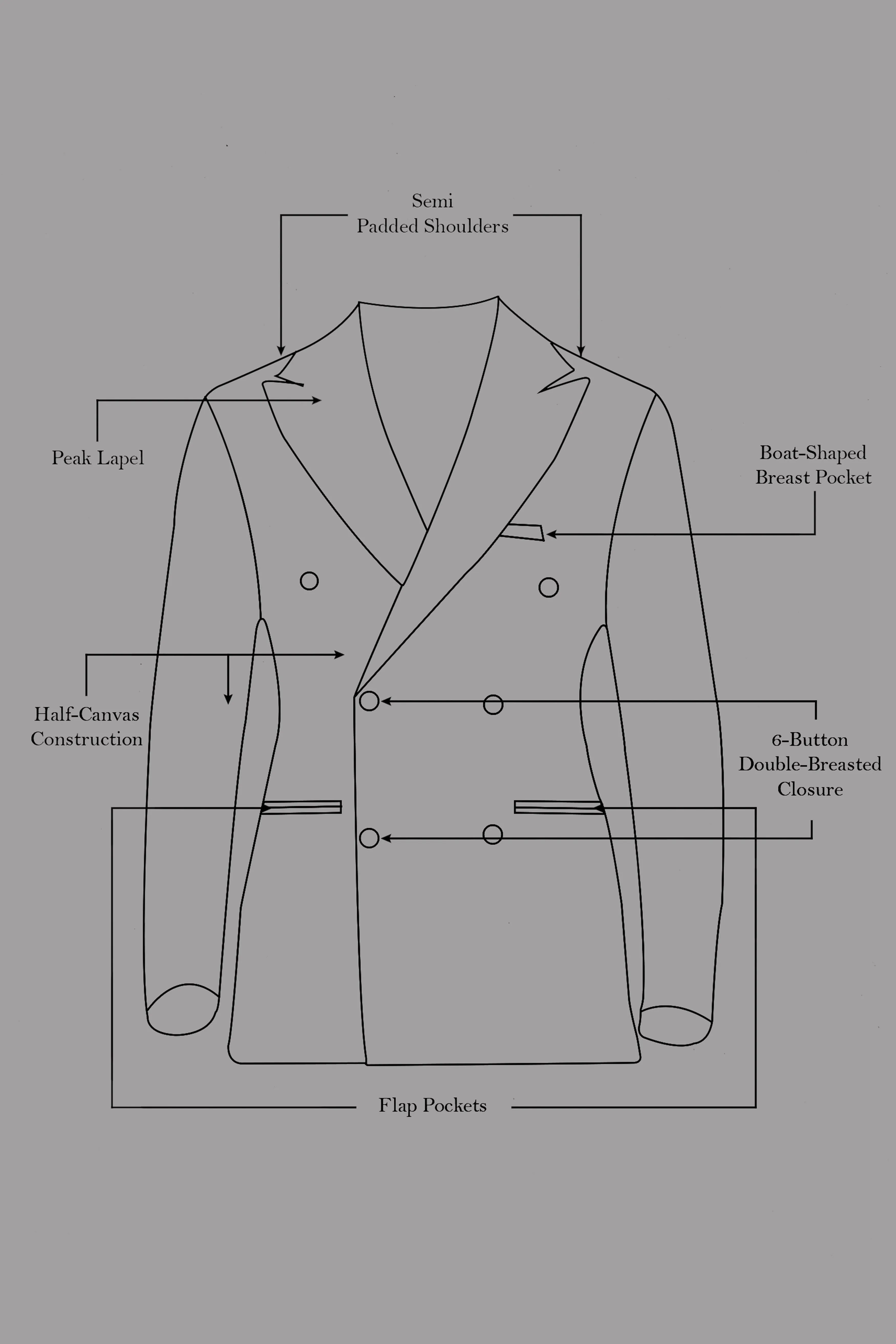 Admiral Blue Windowpane Wool Rich Double Breasted Blazer
