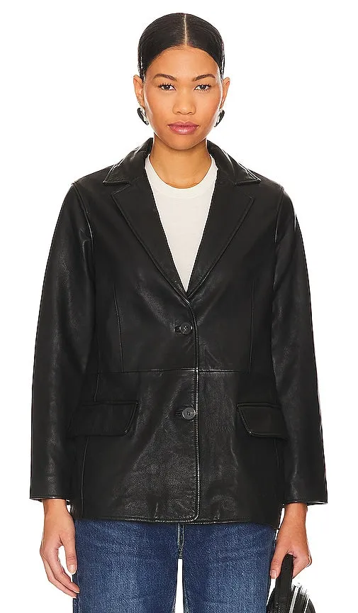 ALLSAINTS Corrina Leather Blazer in Black