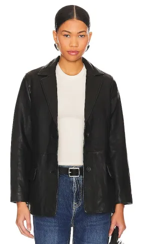 ALLSAINTS Corrina Leather Blazer in Black