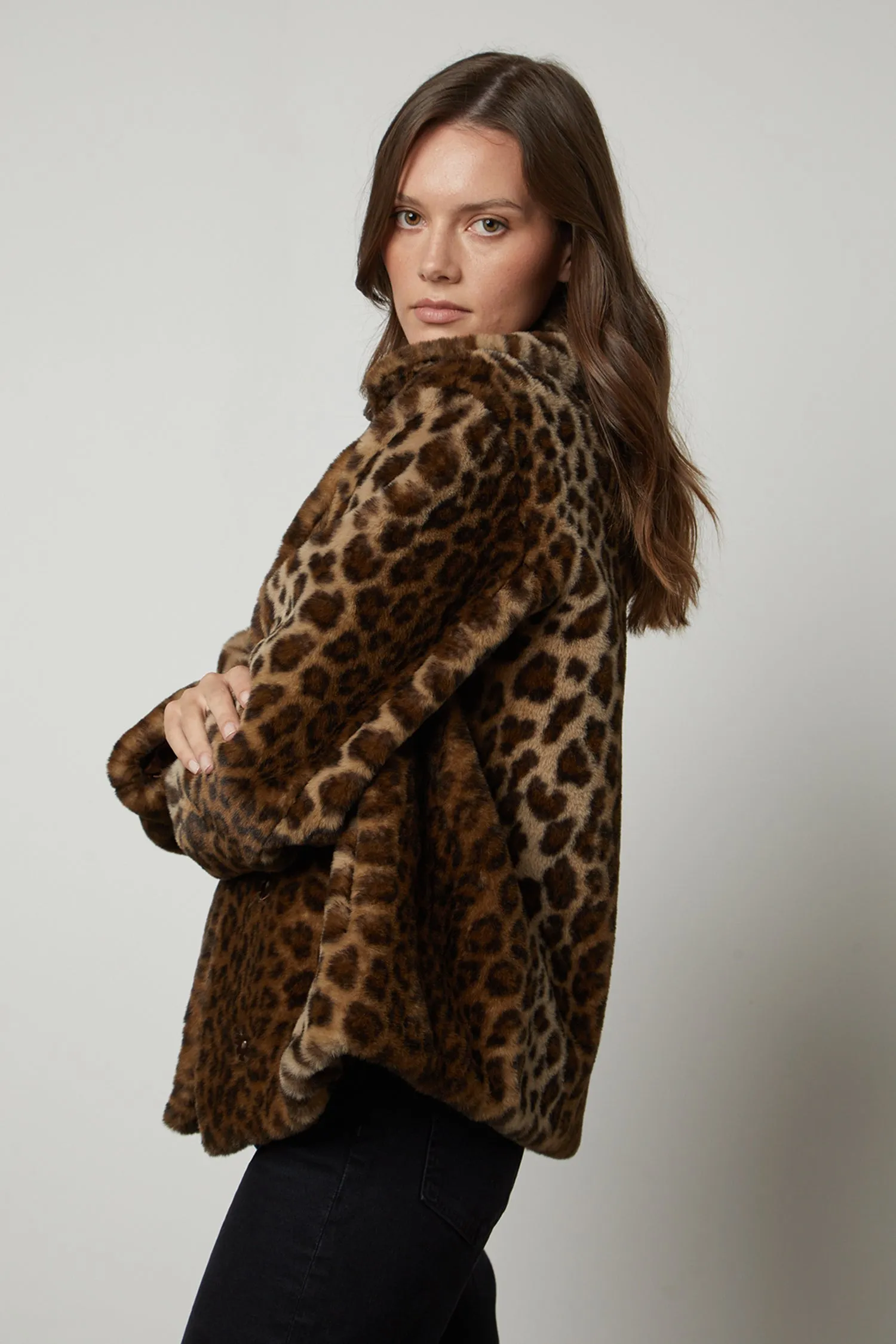 Heres an optimized title for your e-commerce product with added modifiers:

Chic Amani Leopard Print Luxurious Faux Fur Jacket for Women

This title uses descriptive language to attract potential buyers and emphasizes the key features of the product (chic, leopard print, luxurious, faux fur), including the target audience (women).