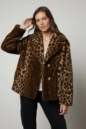 Heres an optimized title for your e-commerce product with added modifiers:

Chic Amani Leopard Print Luxurious Faux Fur Jacket for Women

This title uses descriptive language to attract potential buyers and emphasizes the key features of the product (chic, leopard print, luxurious, faux fur), including the target audience (women).