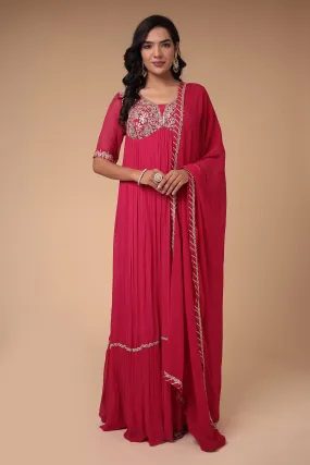 Anarkali Georgette Suit Embellished with Gota Patti and Zardozi work
