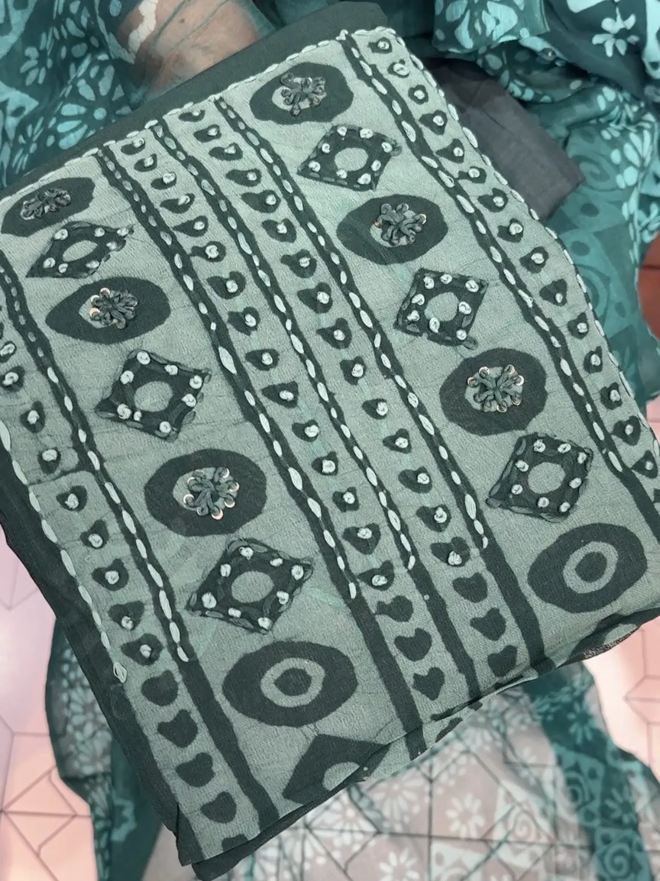 BATIK PRINTED UNSTITCHED SALWAR SUITS - IHA 14398
