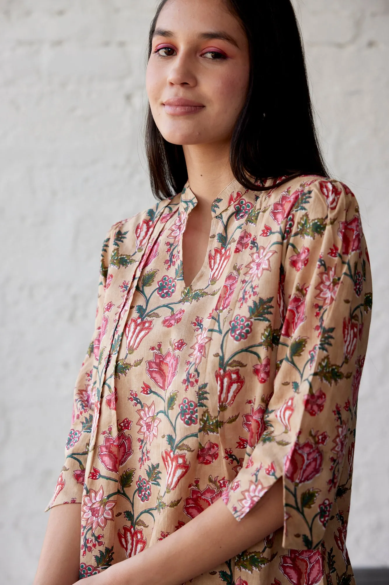 Beige Ethnic Coromandel On Pallazo Co-ord Set