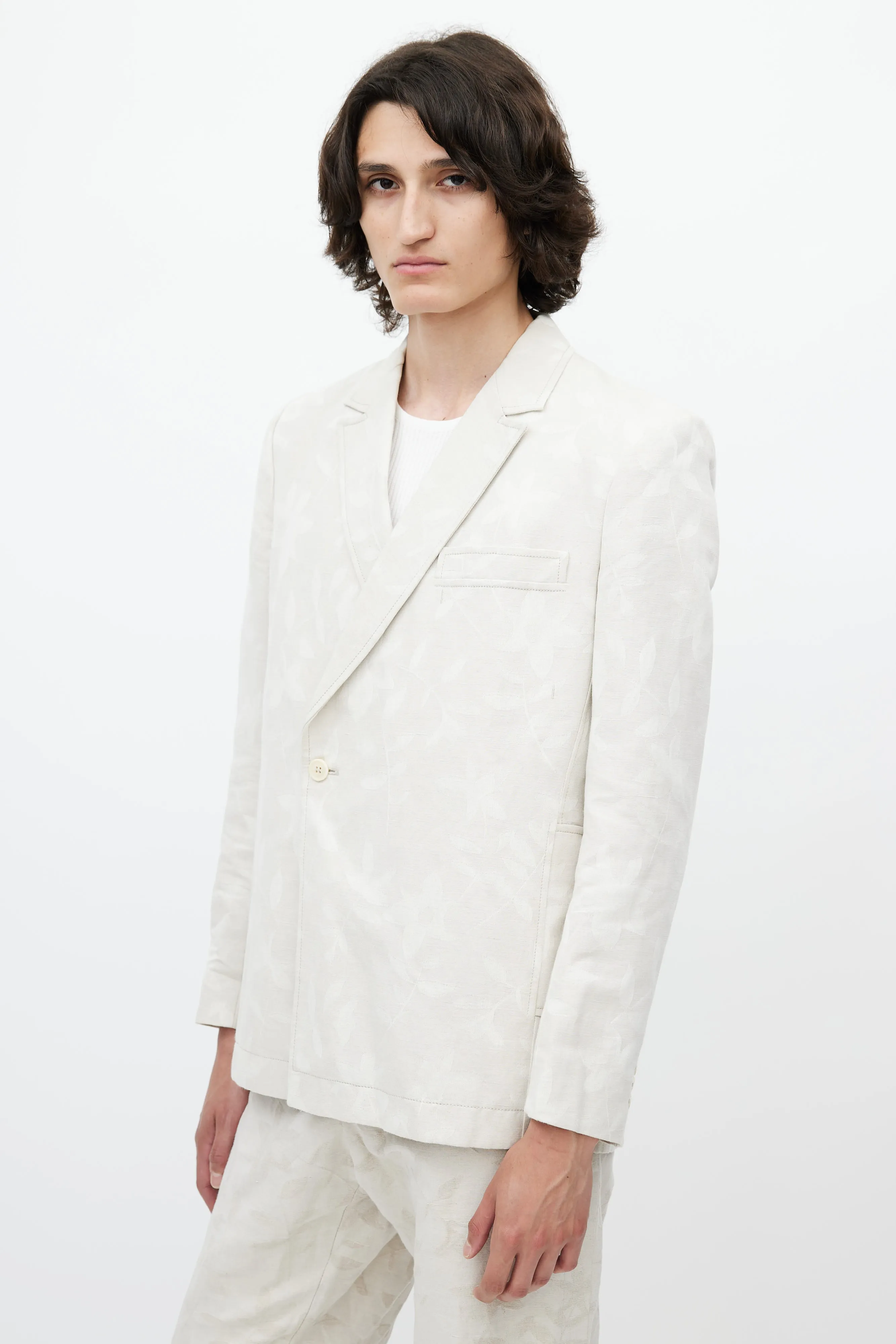 Beige Floral La Veste Moulin Floral Jacquard Suit