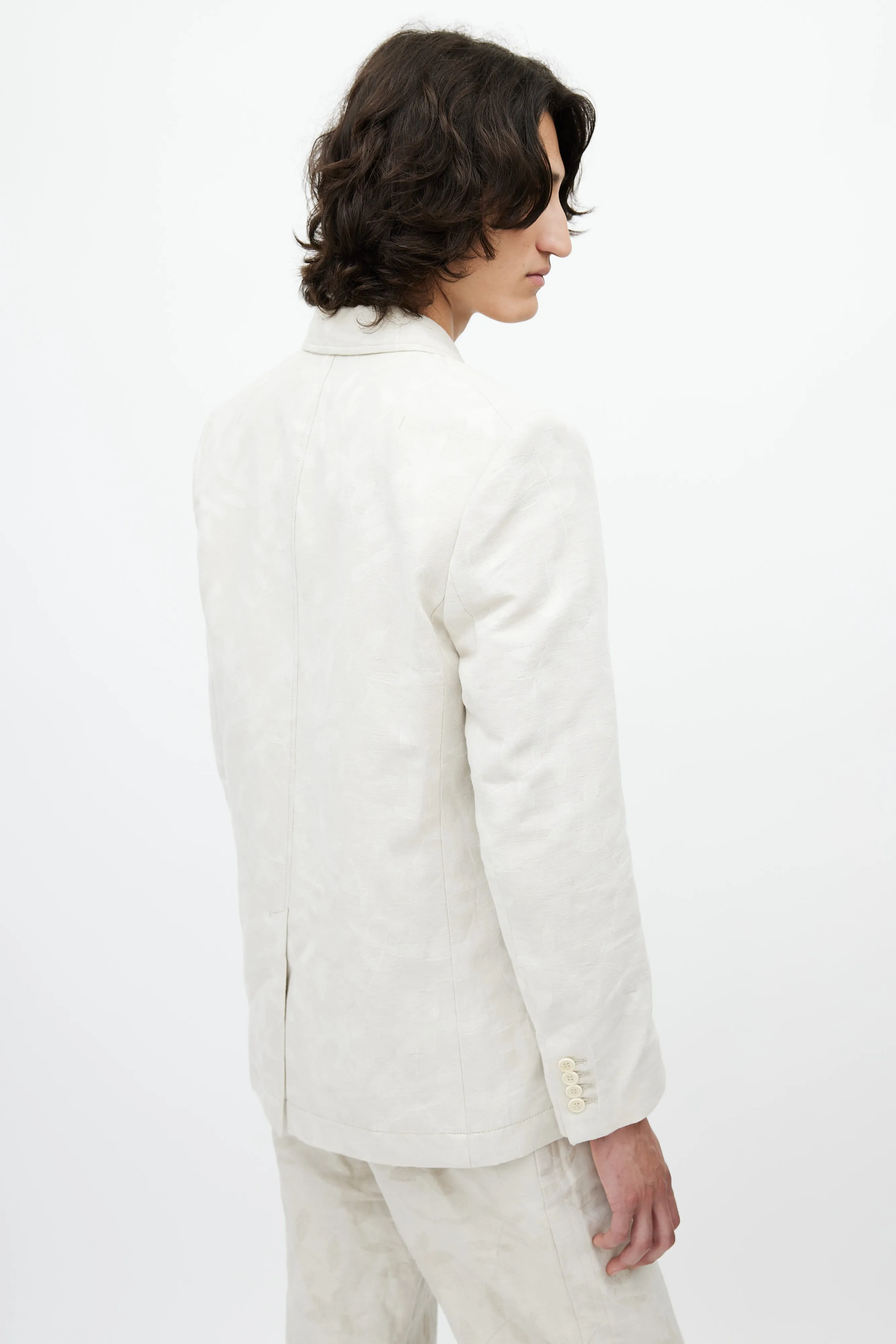 Beige Floral La Veste Moulin Floral Jacquard Suit