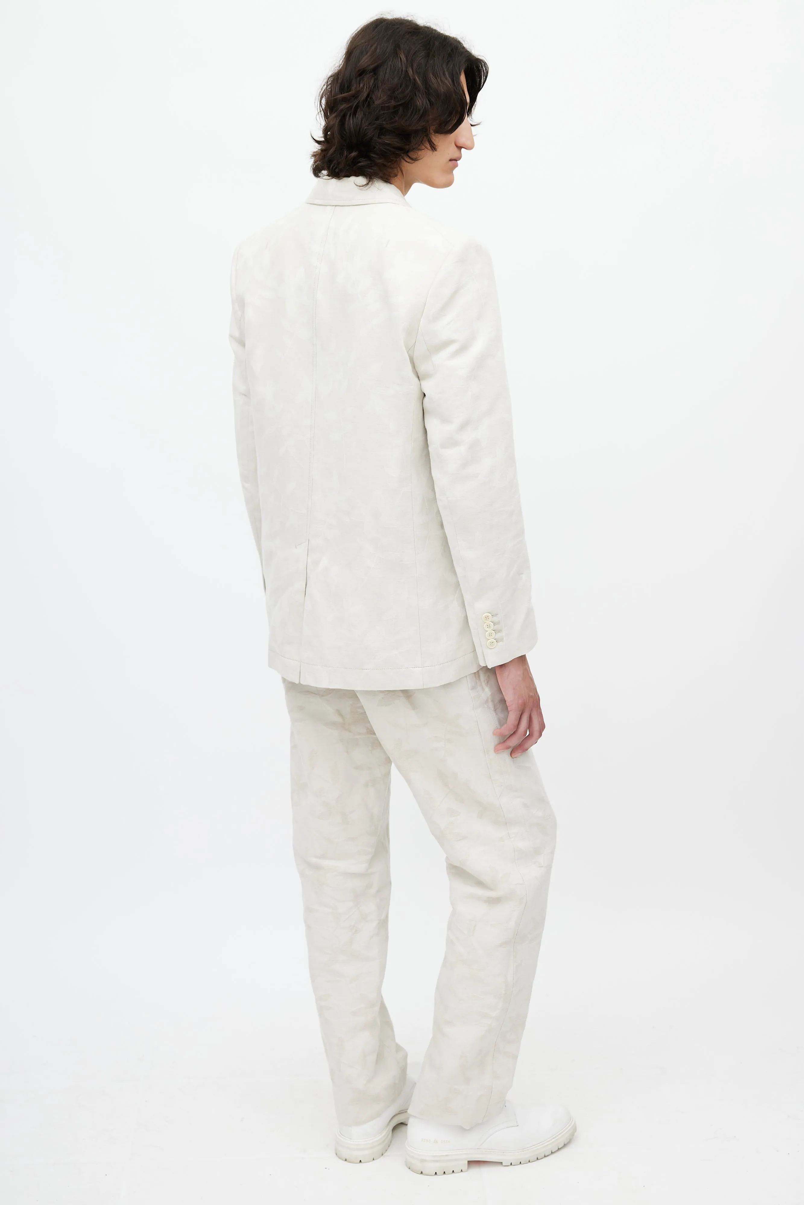 Beige Floral La Veste Moulin Floral Jacquard Suit