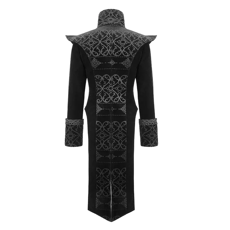 Black Velvet Floral Palace Coat w/ Slit