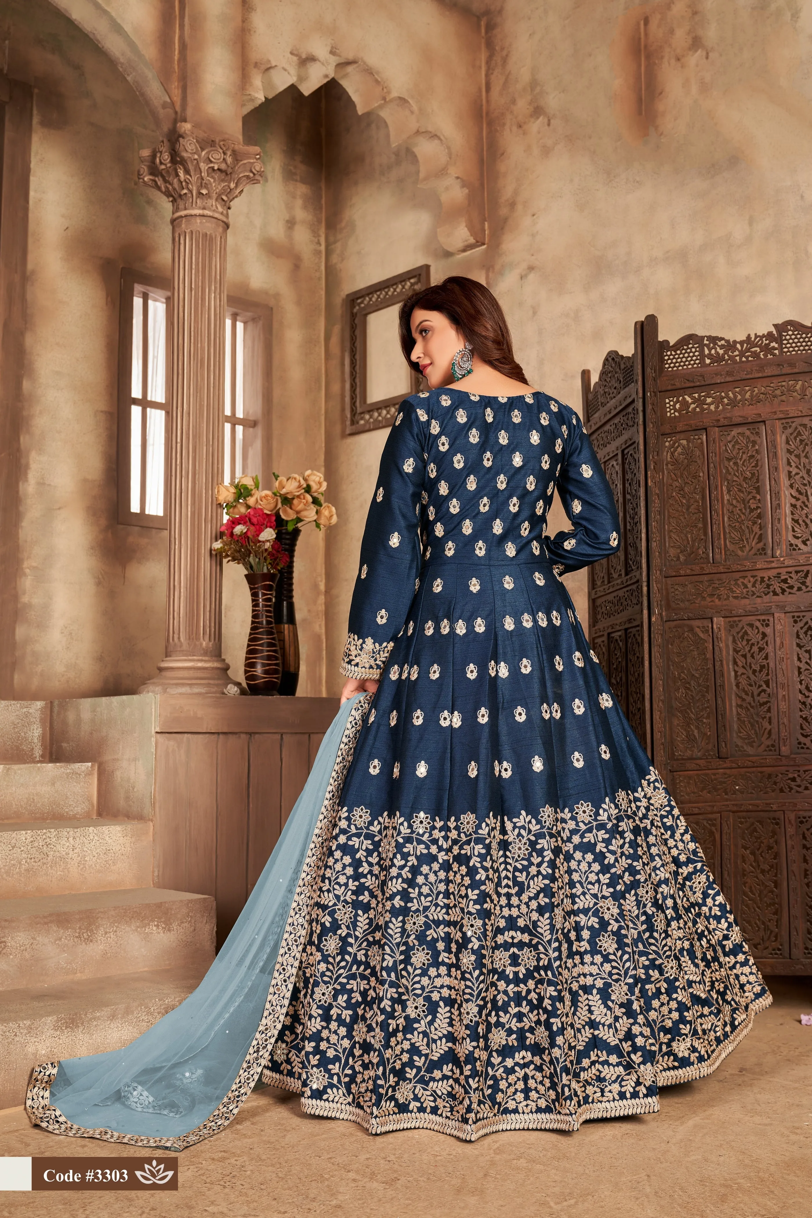 Blue Heavy Embroidered Anarkali Salwar Suit