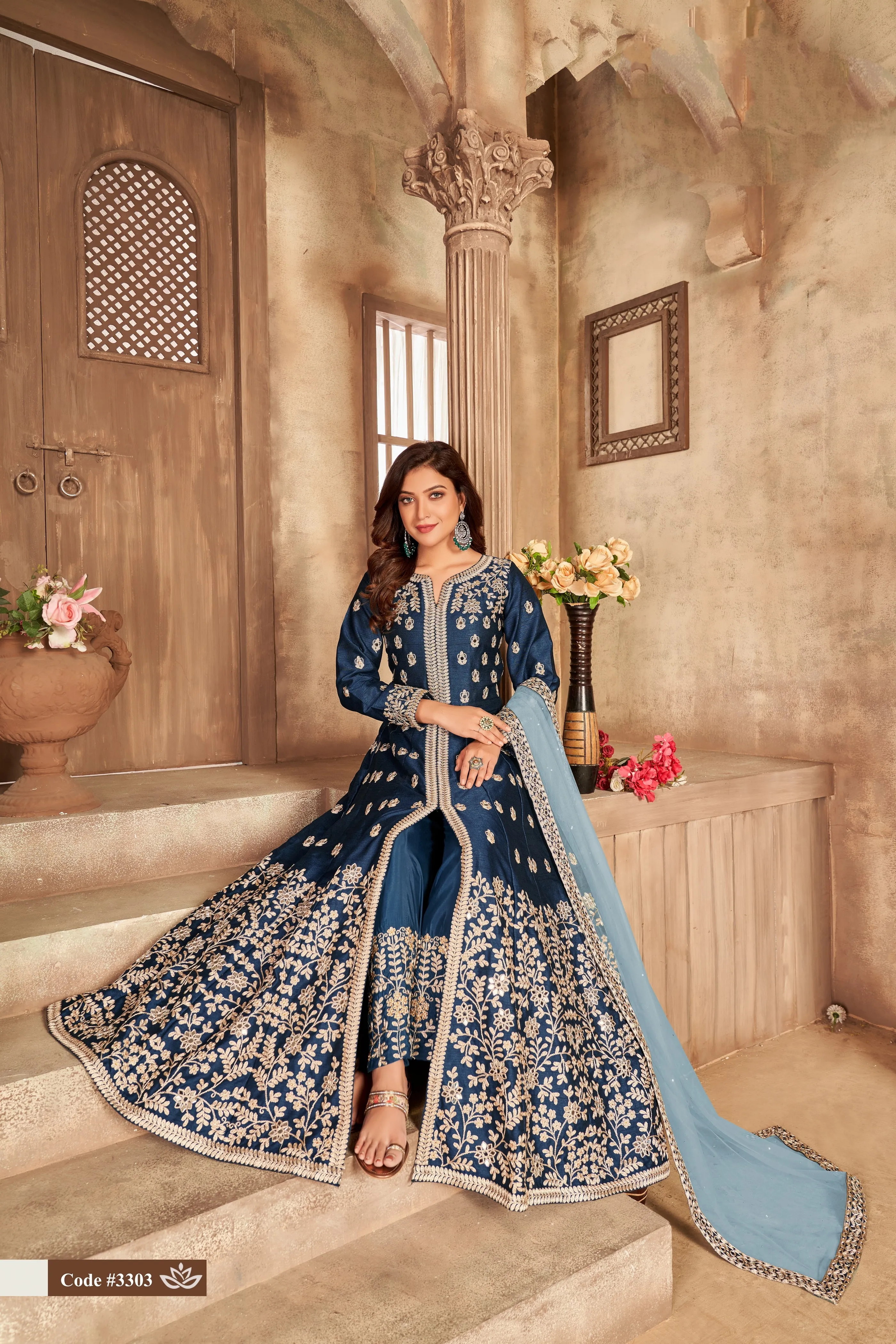 Blue Heavy Embroidered Anarkali Salwar Suit
