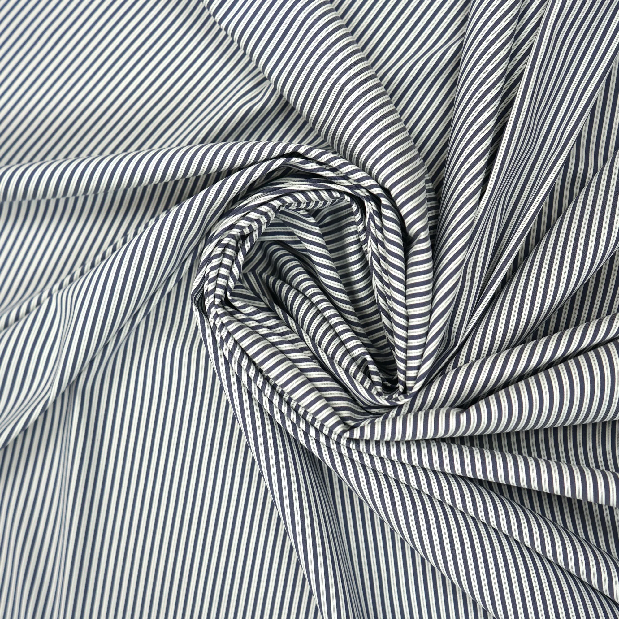 Blue Striped Italian Cotton Shirt Fabric