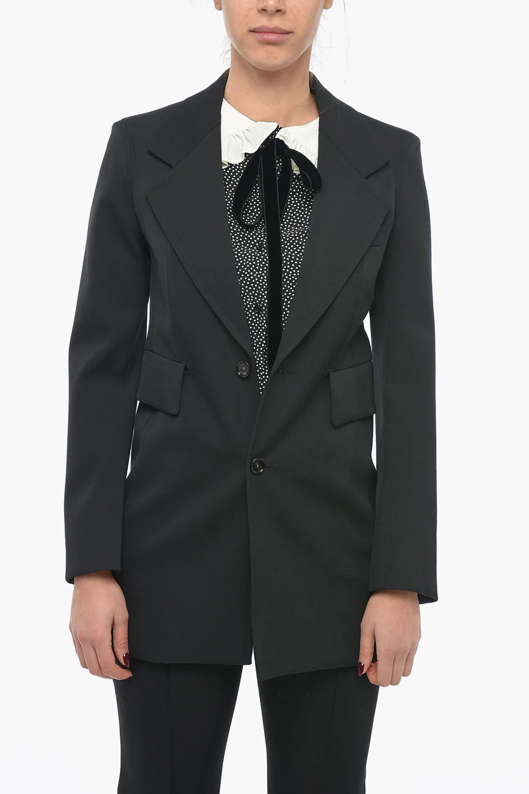 Bottega Veneta Stretch Wool Blazer with Curved Sleeves 36 Italian size