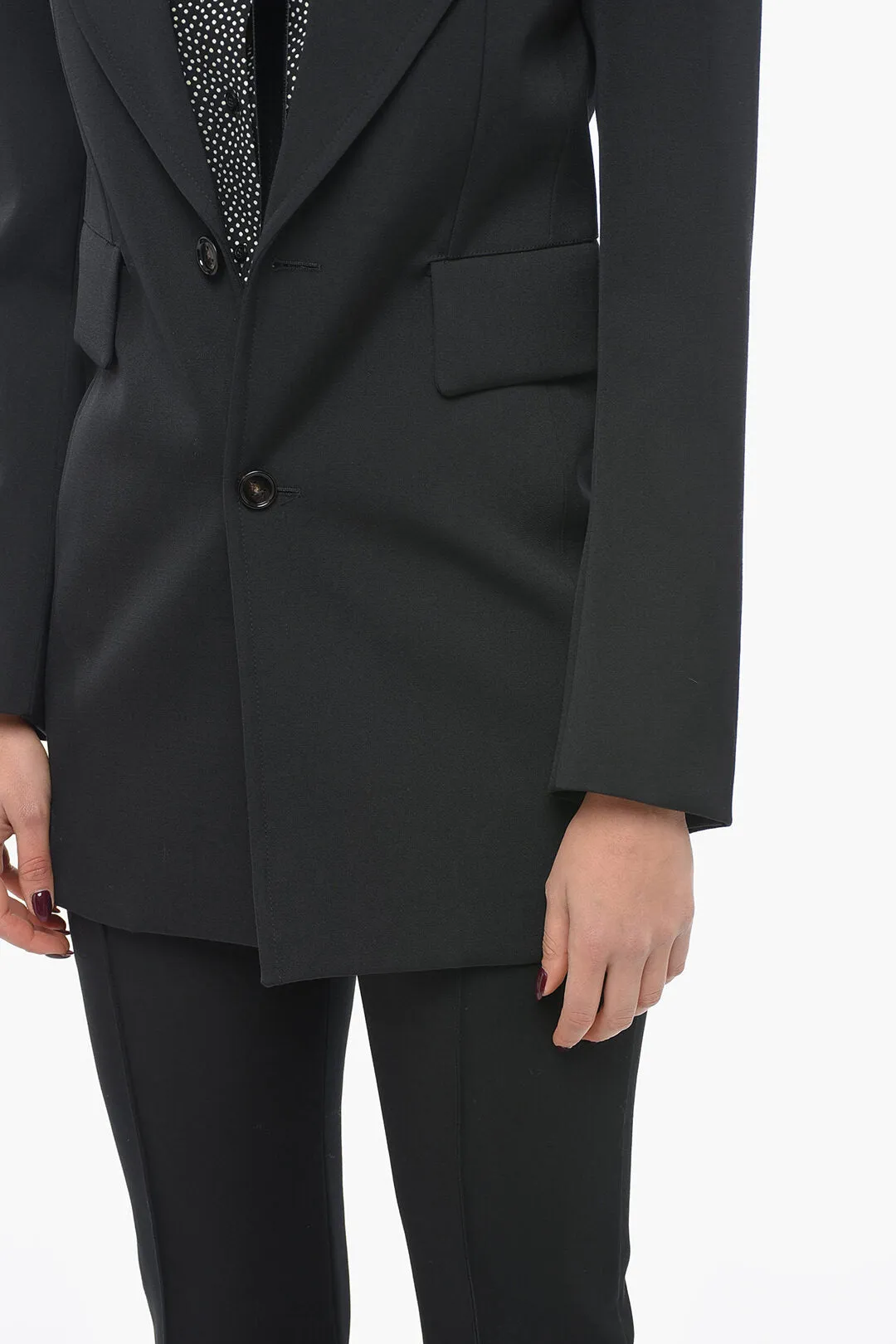 Bottega Veneta Stretch Wool Blazer with Curved Sleeves 36 Italian size