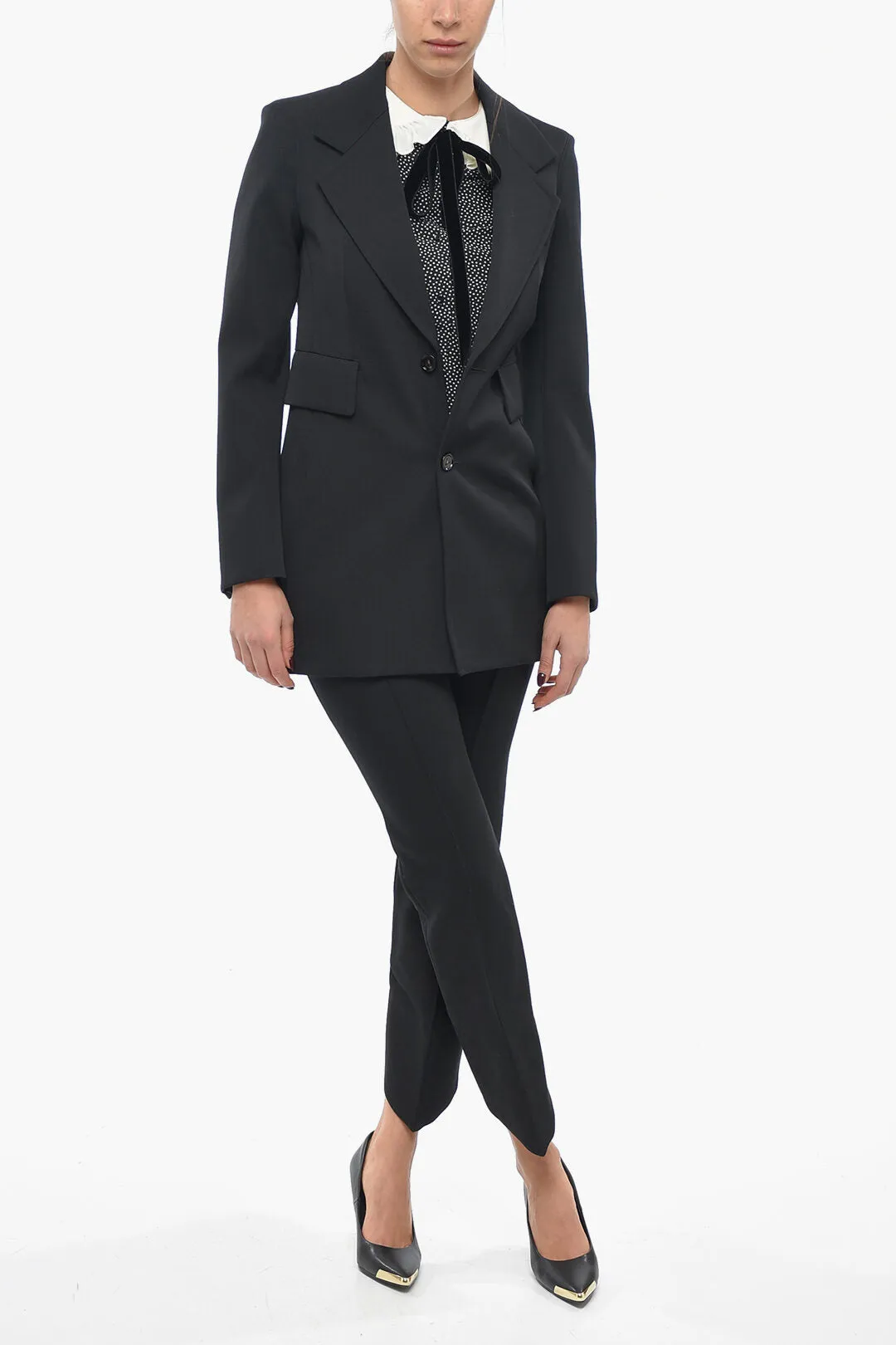Bottega Veneta Stretch Wool Blazer with Curved Sleeves 36 Italian size