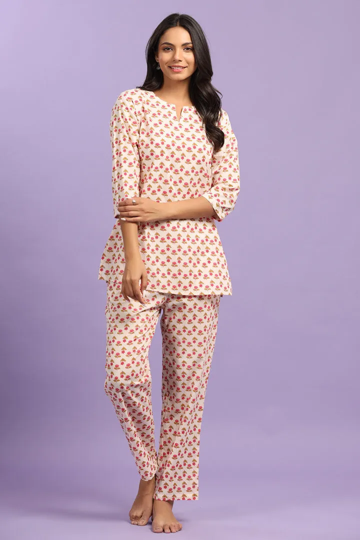 Buti on off white Cotton Top Set