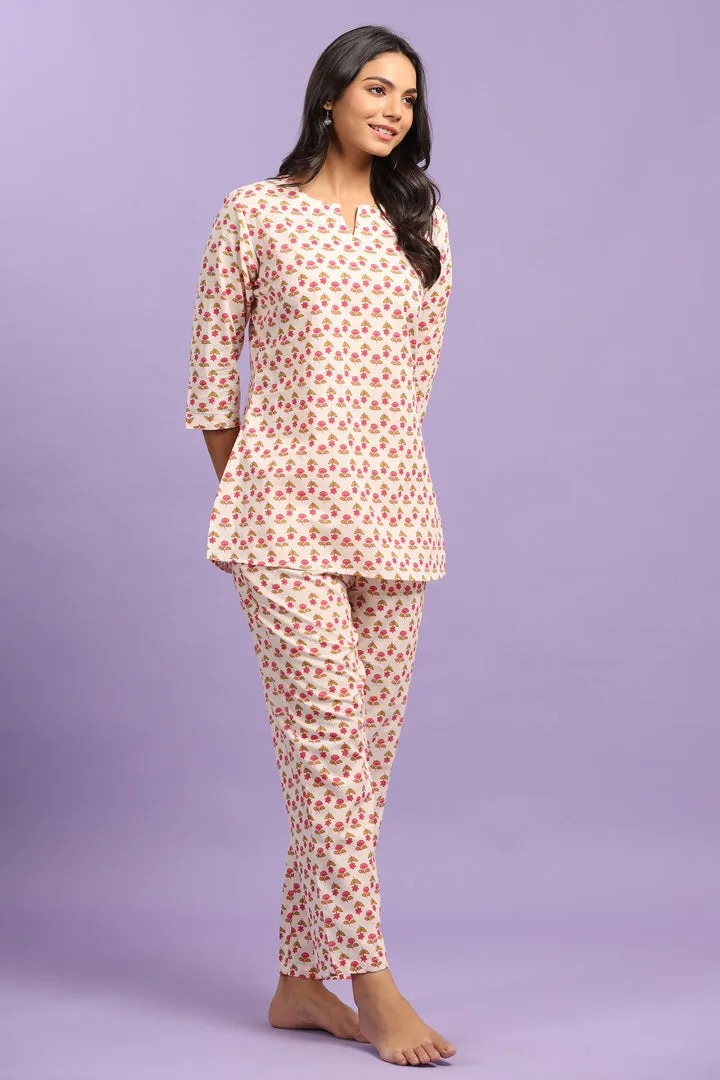 Buti on off white Cotton Top Set