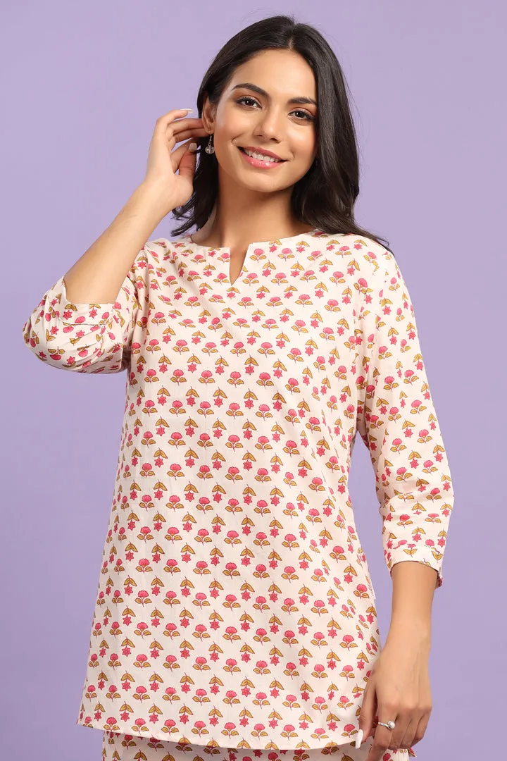 Buti on off white Cotton Top Set