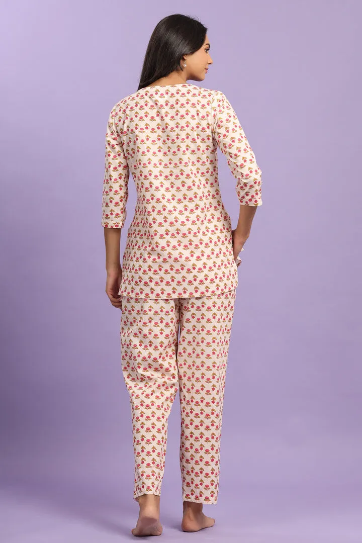 Buti on off white Cotton Top Set