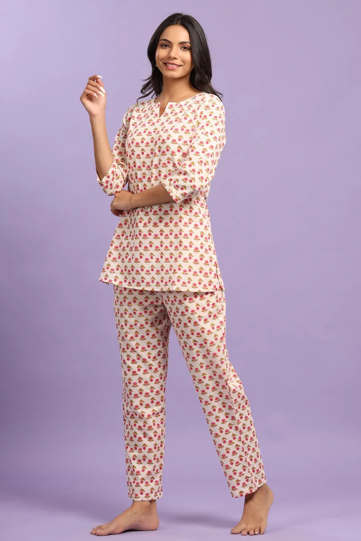 Buti on off white Cotton Top Set