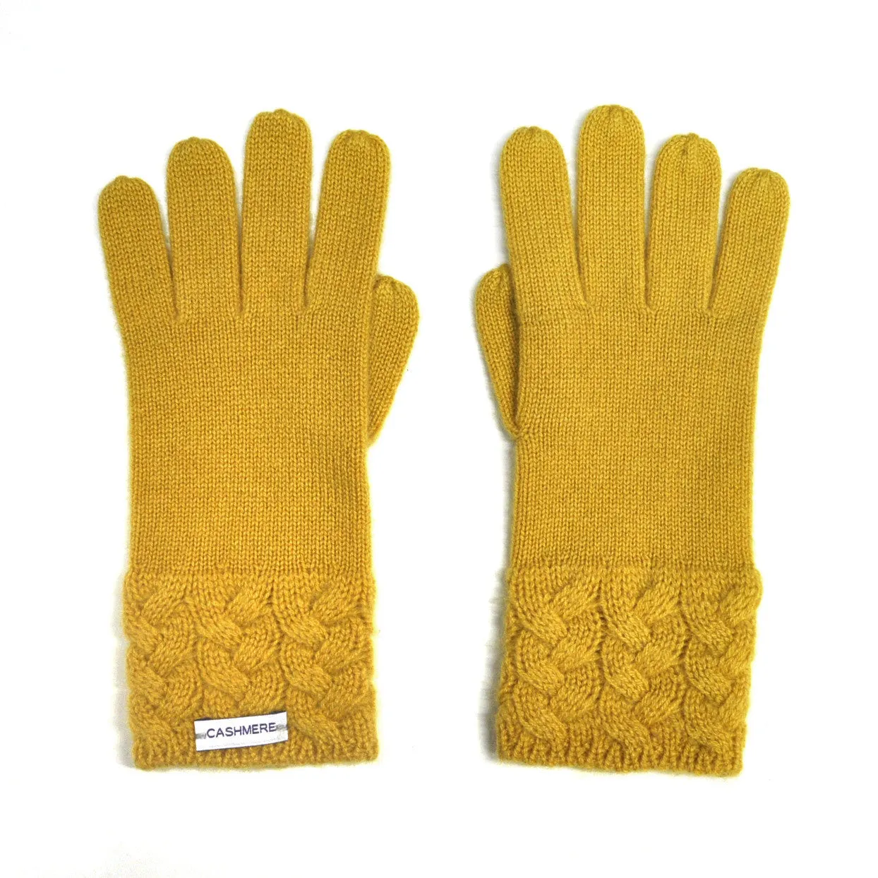Cashmere Cable Gloves - Mustard