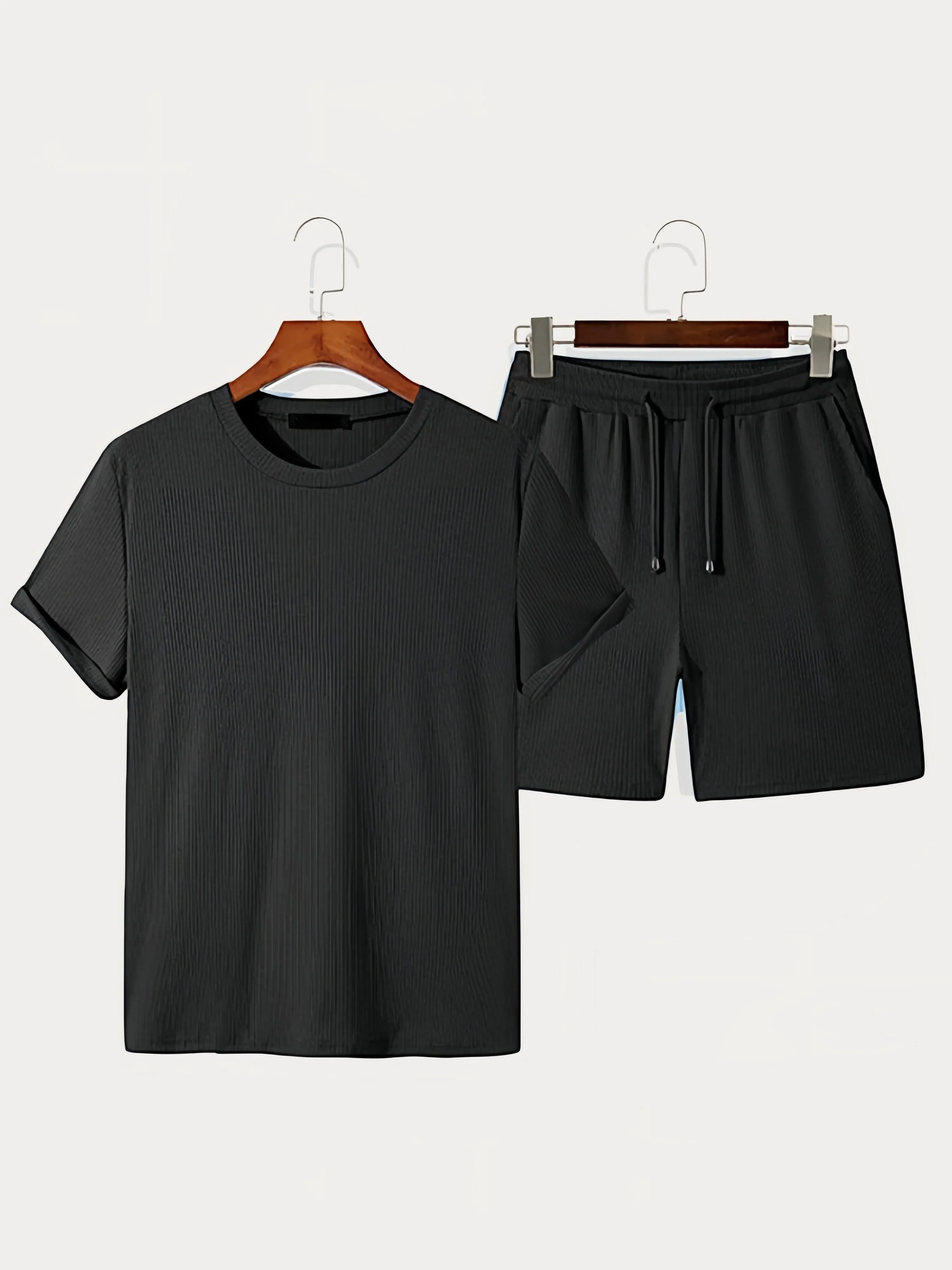 Casual Solid Color Short Sleeve Set