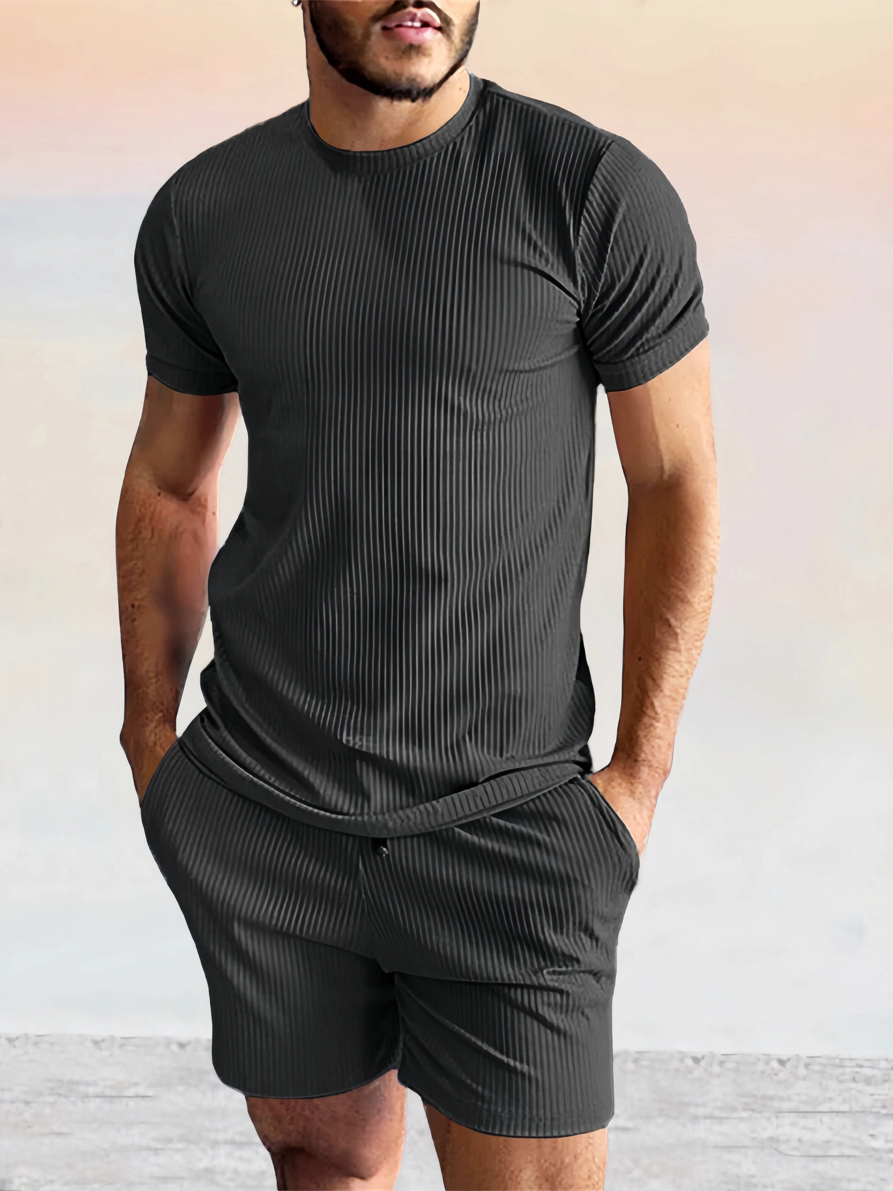 Casual Solid Color Short Sleeve Set