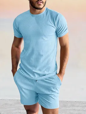 Casual Solid Color Short Sleeve Set