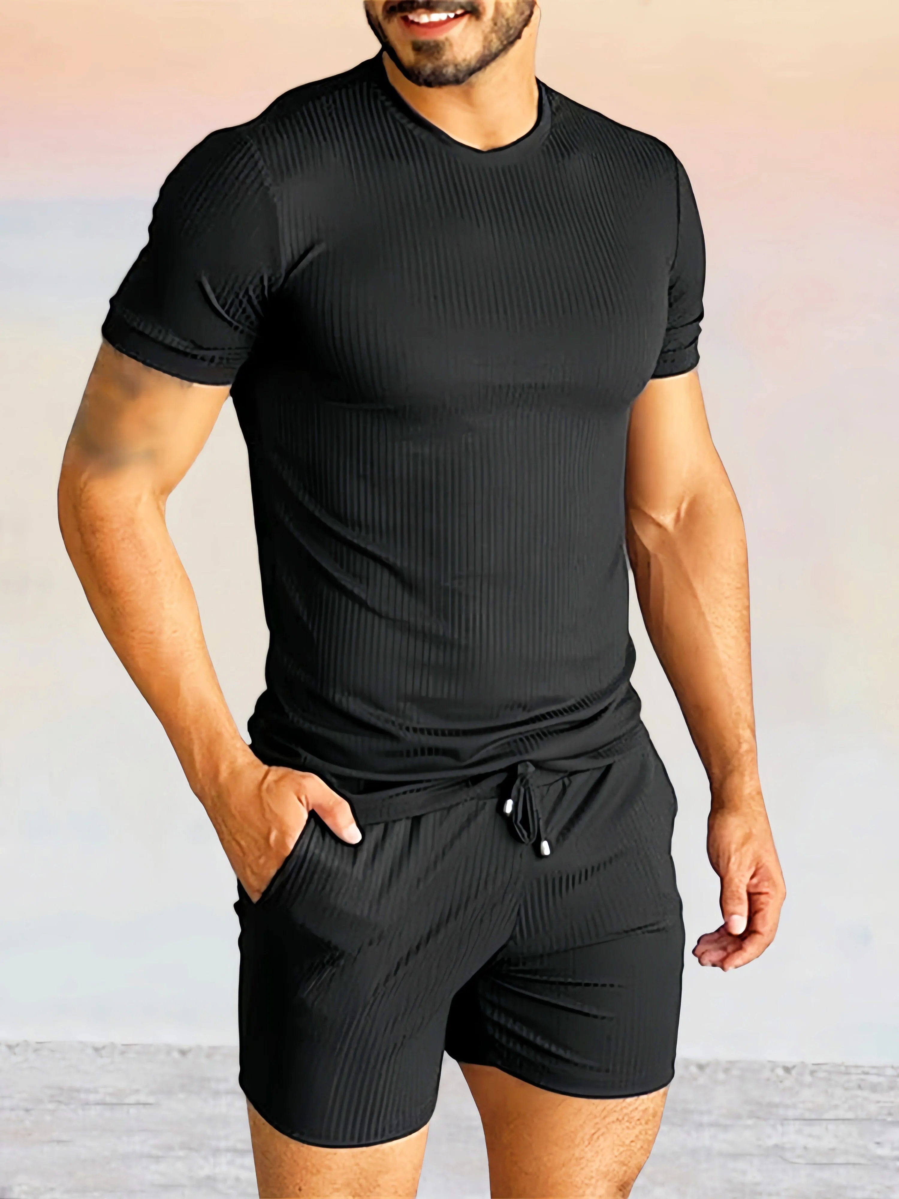 Casual Solid Color Short Sleeve Set