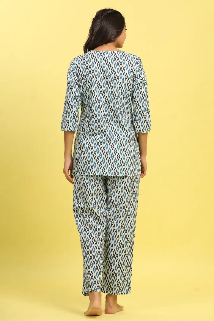 Checkered on White Cotton Top Set