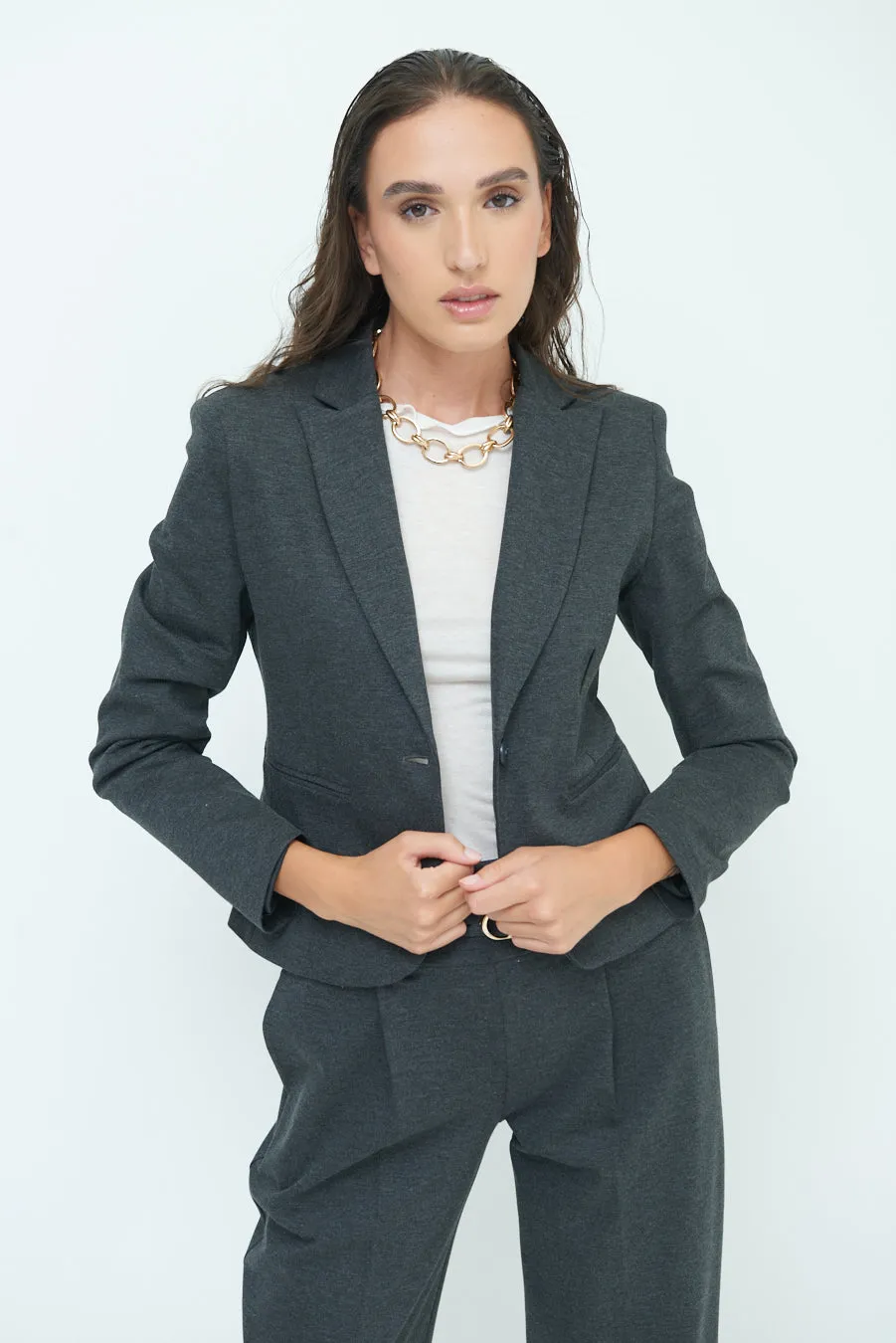 Chic cropped jacket with button closure wholesale