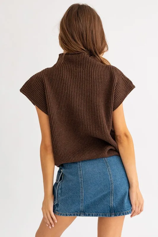 Chic Stylish Turtle Neck Short Sleeve Top Sweater
