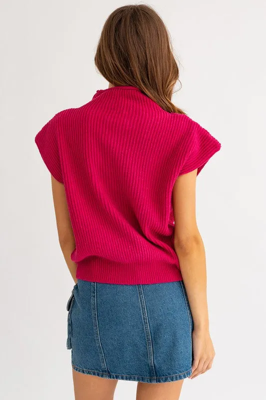 Chic Stylish Turtle Neck Short Sleeve Top Sweater