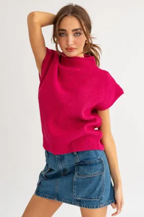 Chic Stylish Turtle Neck Short Sleeve Top Sweater