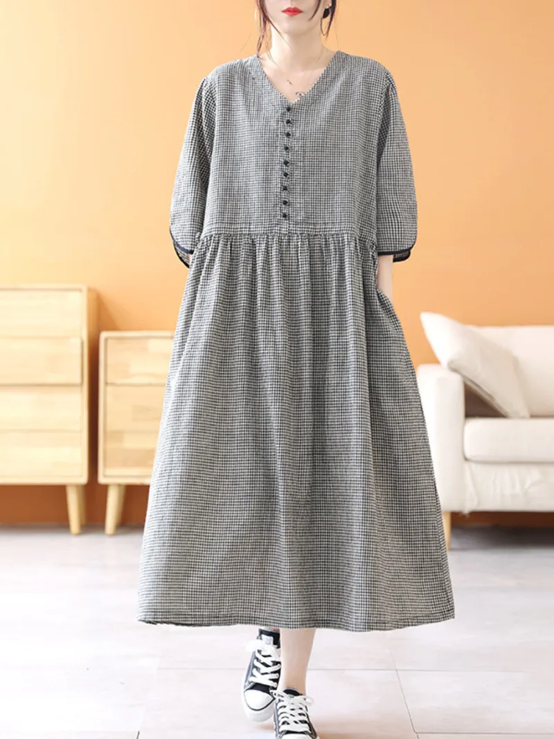 Close To My Heart Women's V-neck Short Sleeves A-line Dress