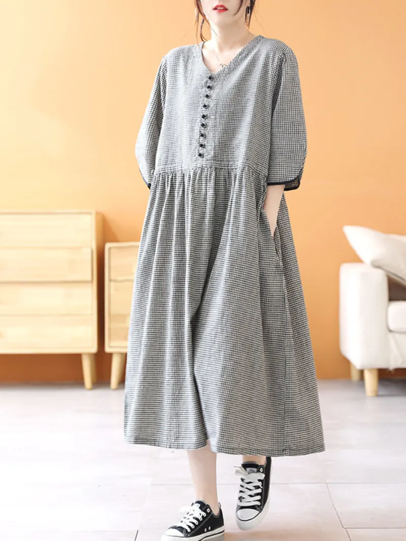 Close To My Heart Women's V-neck Short Sleeves A-line Dress