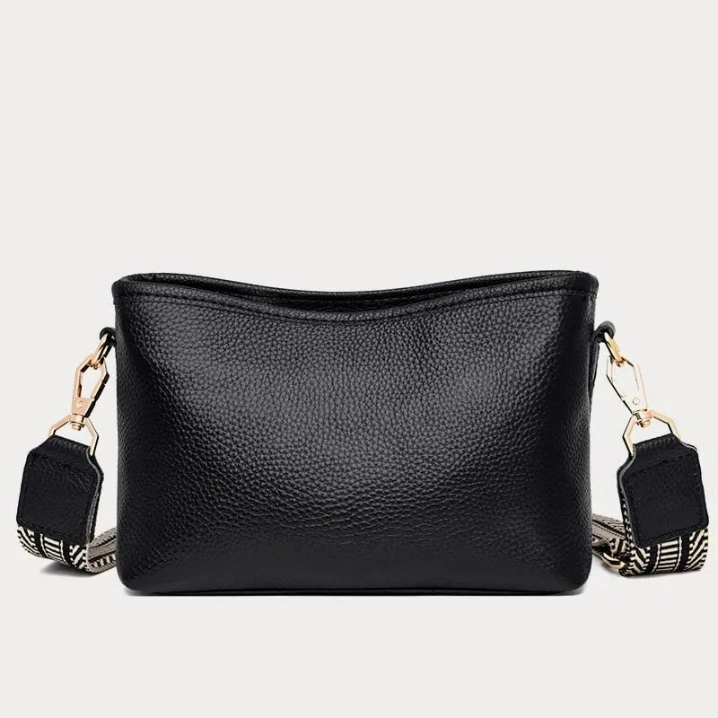 Crossbody Bag For Women Solid Color Lychee Pattern Leather Bag