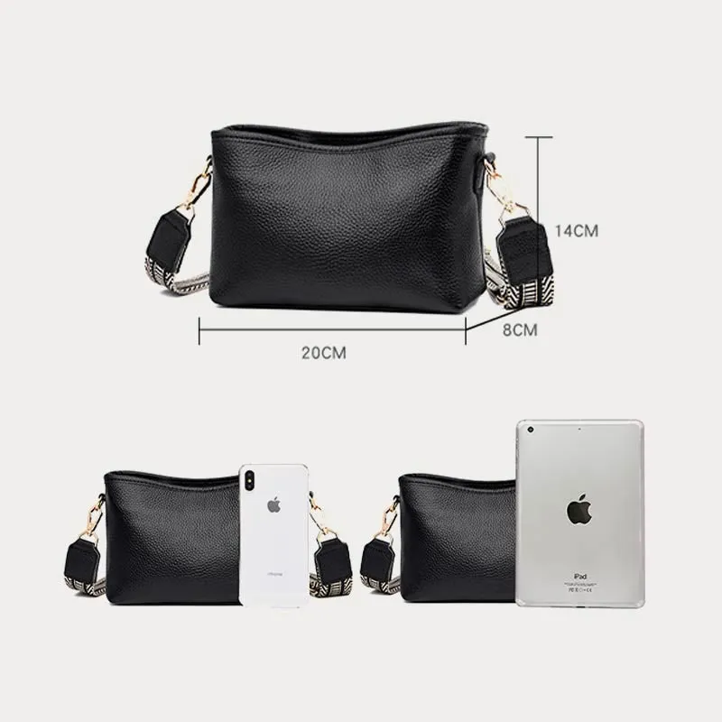 Crossbody Bag For Women Solid Color Lychee Pattern Leather Bag