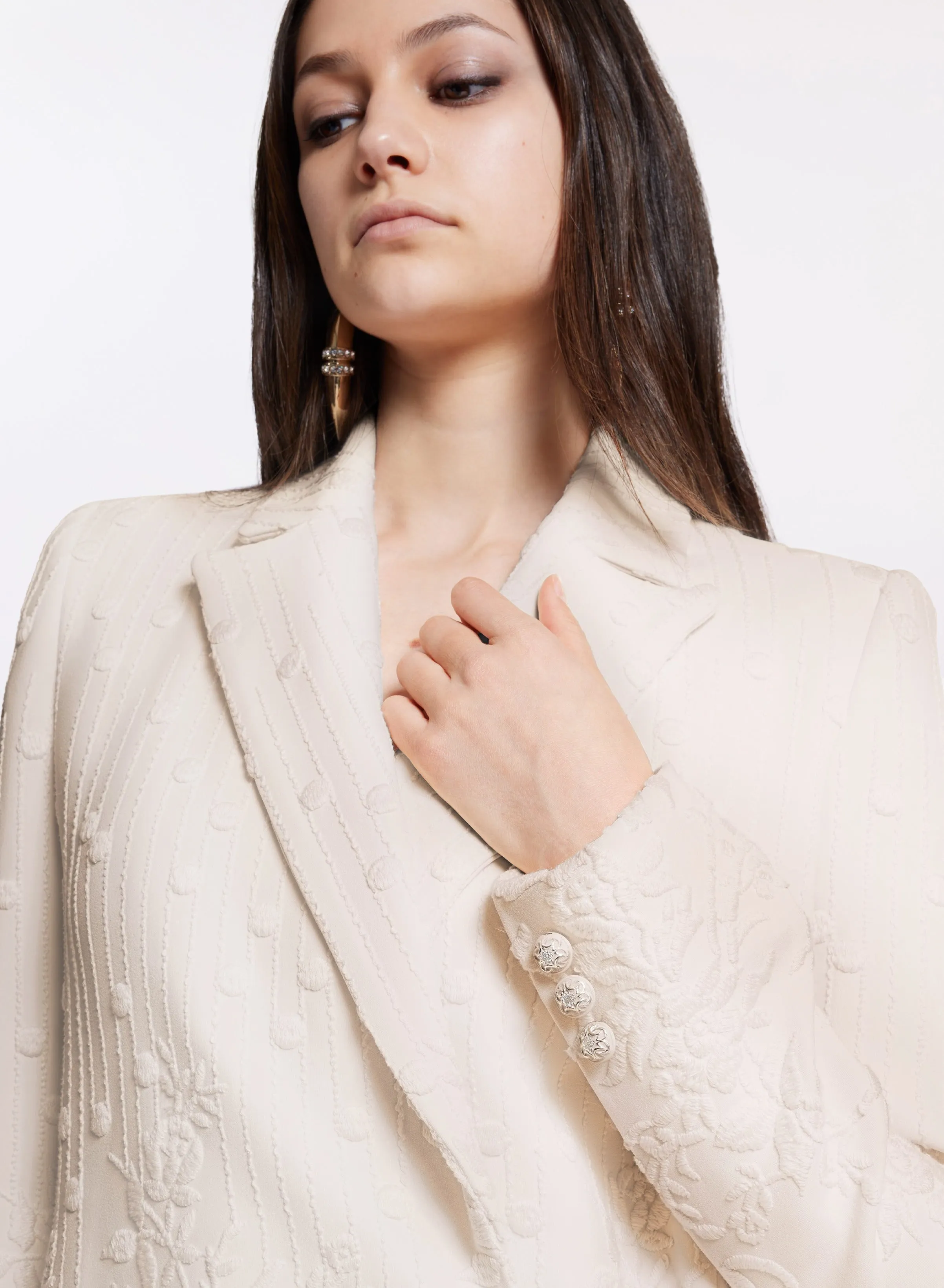 Embroidered Cady Blazer