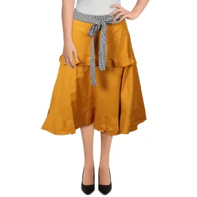 English Factory Women's Ruffled High-Low MIDI Skirt, Orange, XS