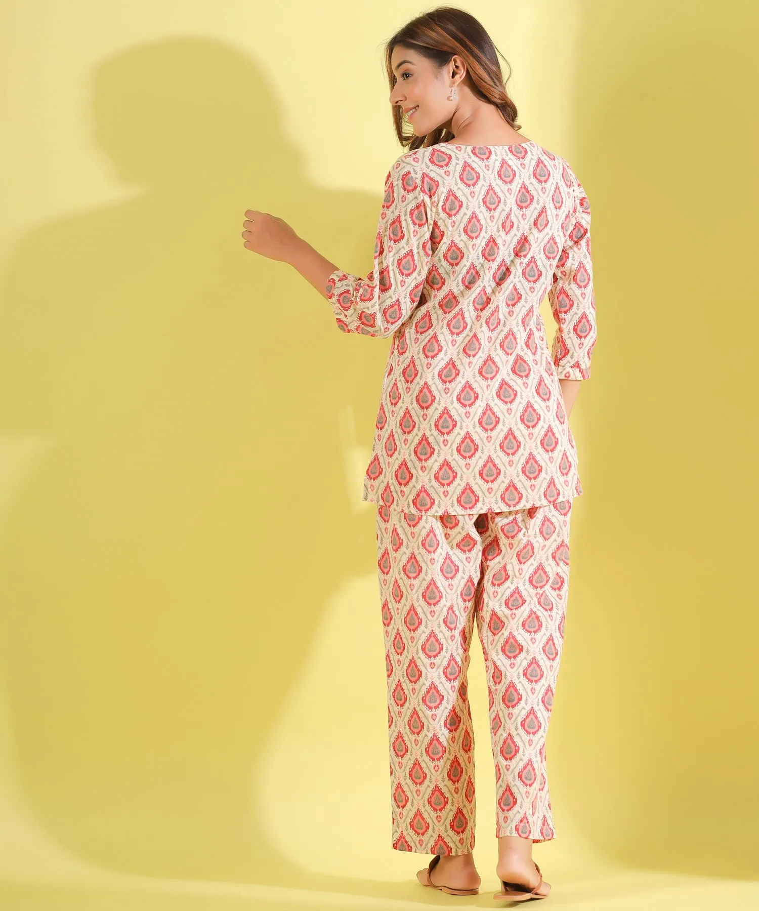 Euphoria Offwhite Cotton Loungewear Set