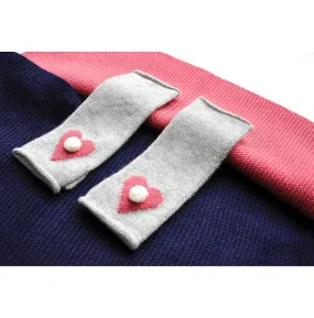 Fingerless Cashmere Girls Gloves - Grey