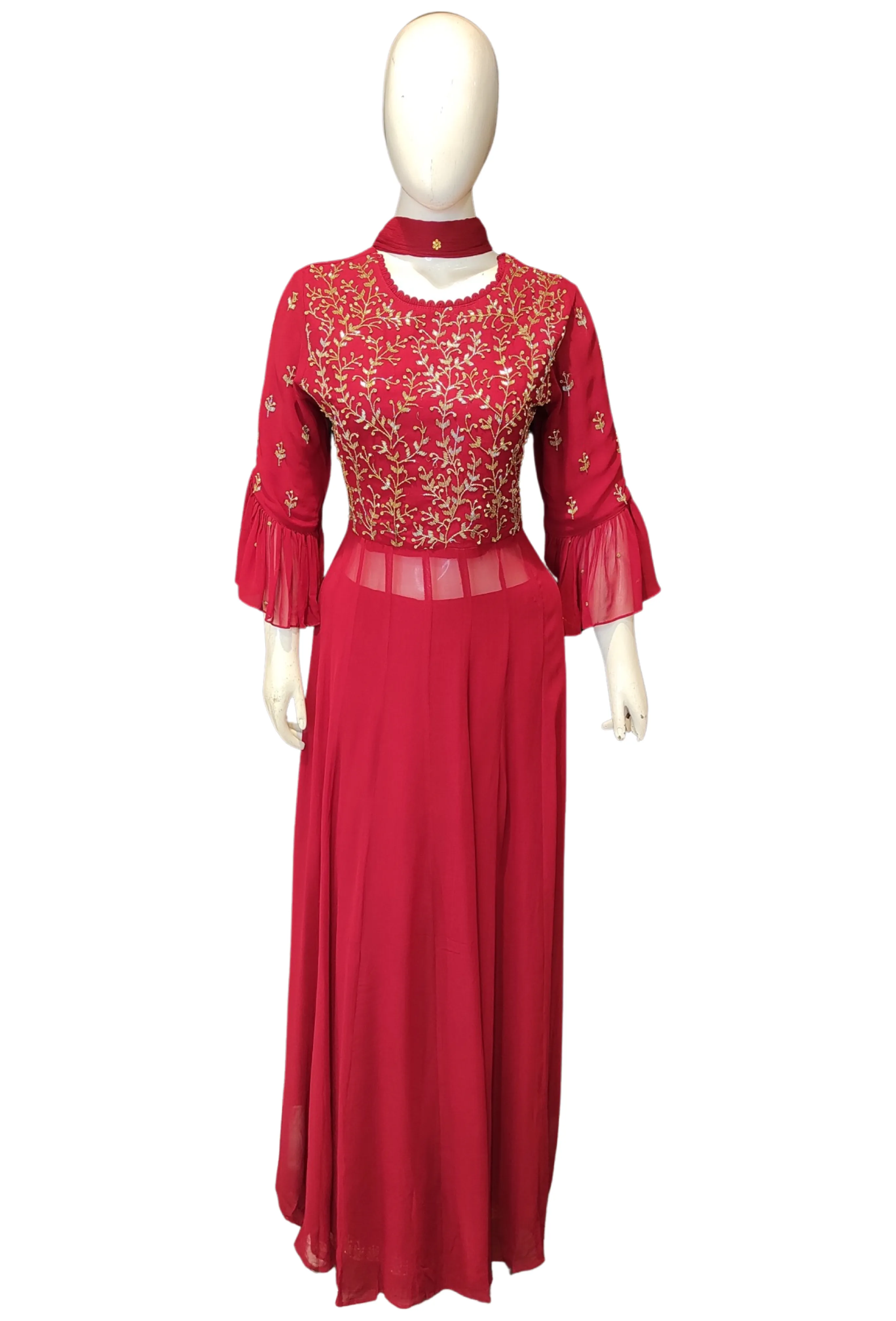 Georgette Suit with Plazzo and Cutdana Work