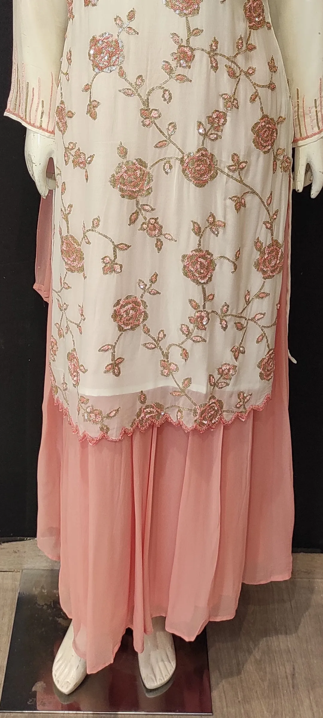 Georgette Suit with Skirt with Sequins Work