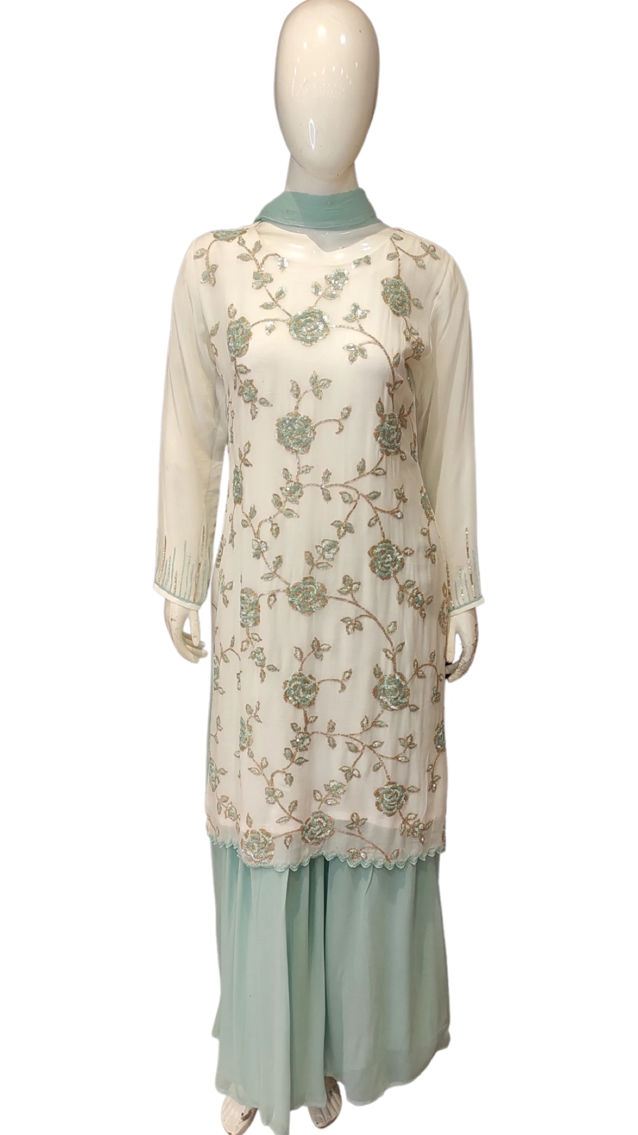 Georgette Suit with Skirt with Sequins Work