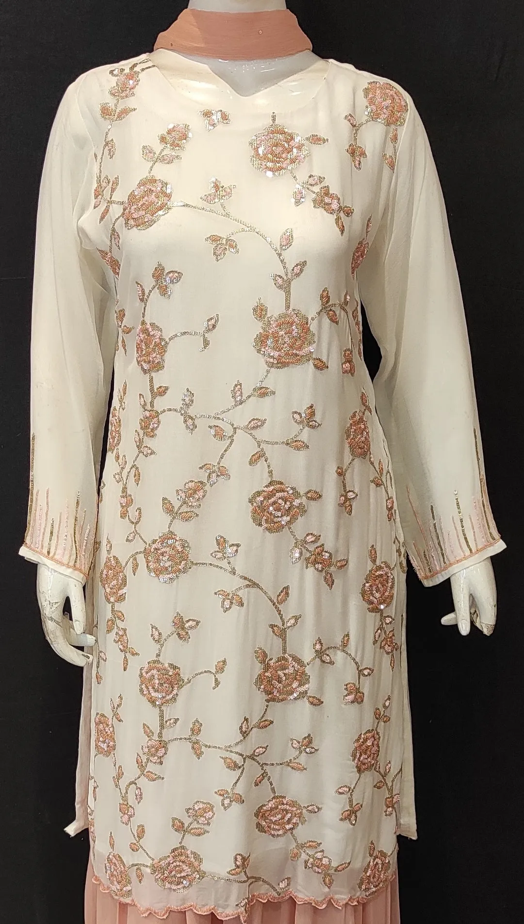 Georgette Suit with Skirt with Sequins Work